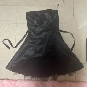 Jessica McClintock Black Satin Dress with Polka Dots